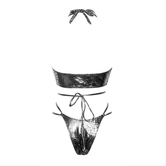 ⛓ Silver Metallic Tie Waist Bikini ⛓ - Picture 5 of 5